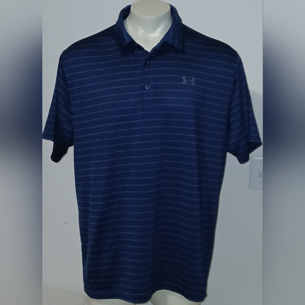 Under Armour Mens The Playoff Polo Golf Short Sleeve Stripe Polo Shirt Size 2XL